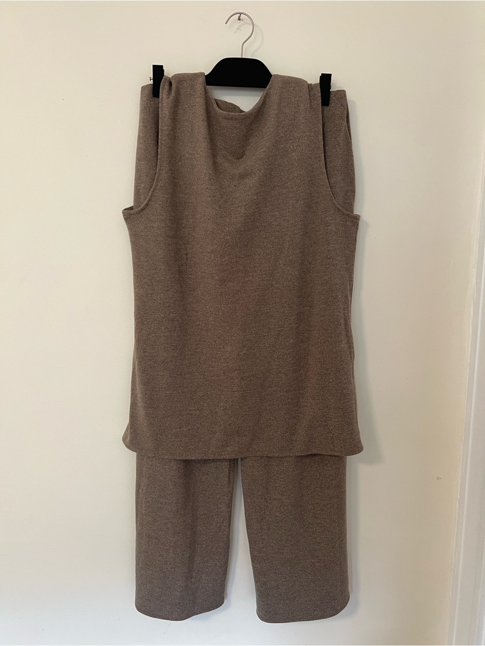 Sleeveless Knit Tank and Wide-Leg Pants Two Piece Set in Taupe Brown - Picture 2 of 10